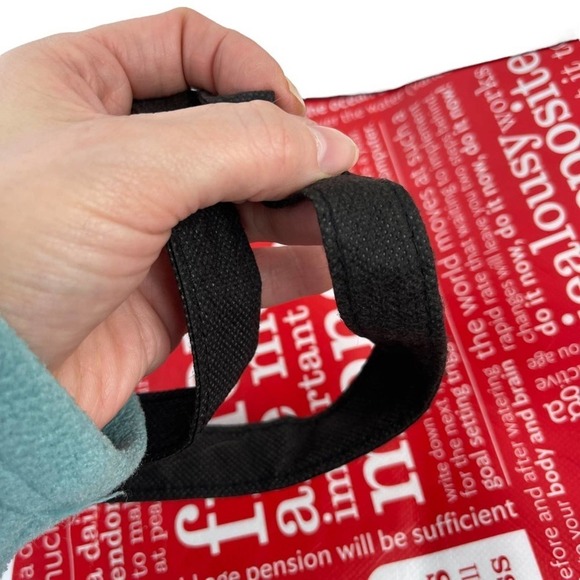 Lululemon Friends are More Important Than Money Shopping Tote Bag Red Black - Picture 14 of 16